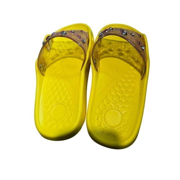 Vintage Victoria's Secret PINK Jelly Y2K Yellow Jeweled Sandals US 9 - Picture 4 of 5